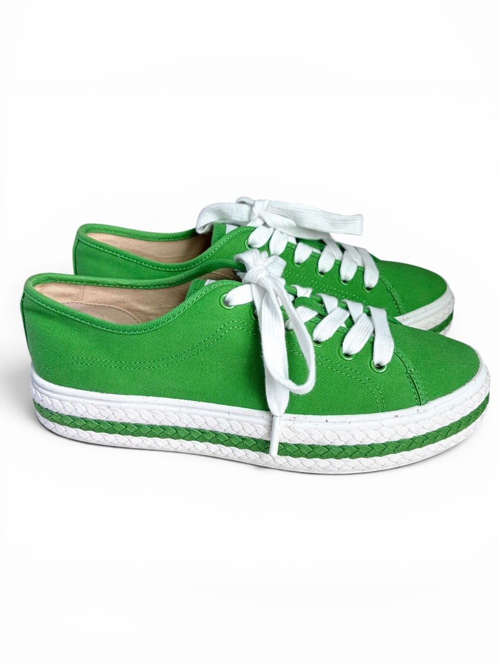 Kate Spade Taylor Platform Sneakers Sz 8.5B Preppy Green Sporty Resort Chic EUC